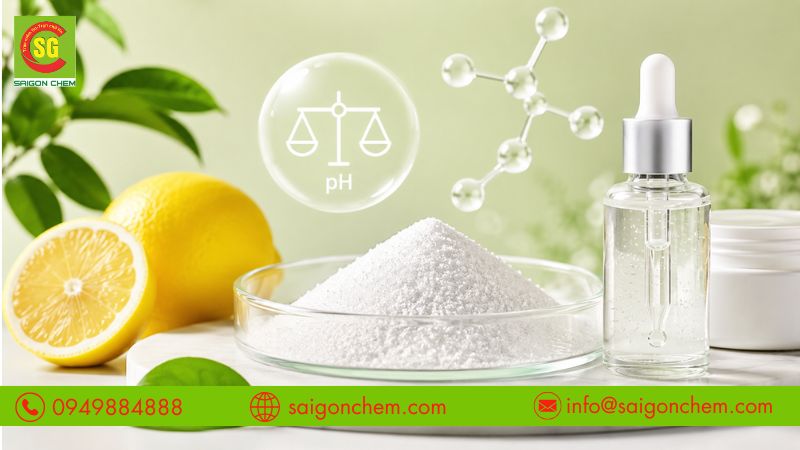 Citric Acid giúp cân bằng pH và ổn định công thức mỹ phẩm.