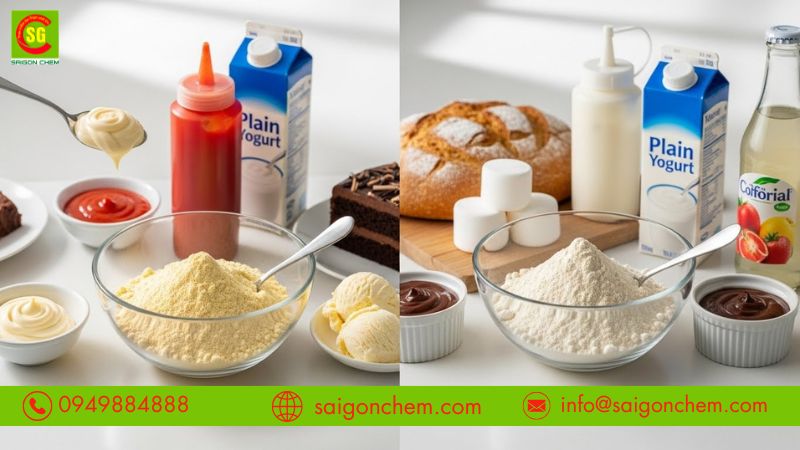 Ứng dụng ri&ecirc;ng biệt của xanthan gum v&agrave; guar gum