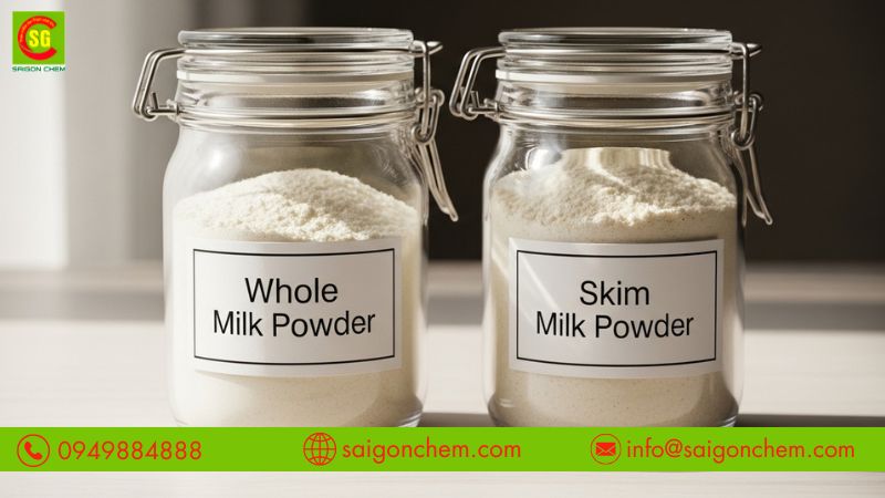So s&aacute;nh Whole Milk Powder v&agrave; Skim Milk Powder qua c&aacute;c ti&ecirc;u ch&iacute;