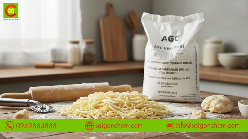 Kali Carbonate dạng bột trắng d&ugrave;ng trong sản xuất m&igrave;