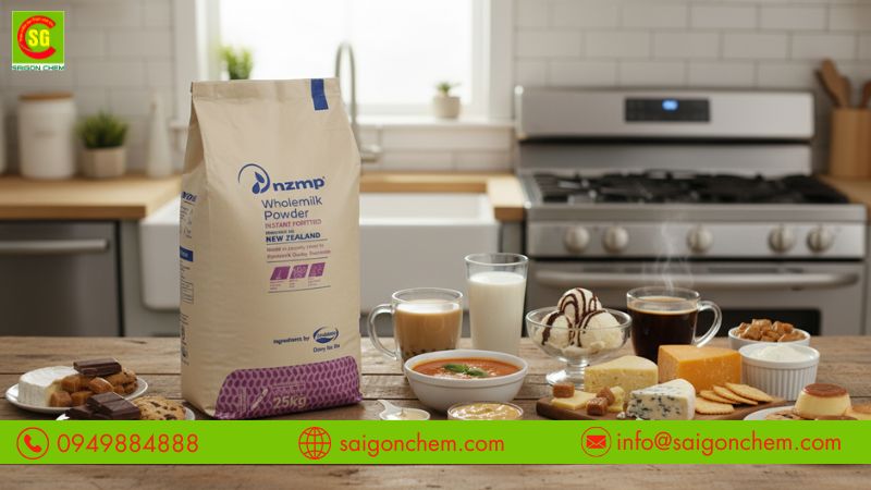 Vai tr&ograve; nguy&ecirc;n liệu whole milk powder trong thực phẩm v&agrave; sản xuất