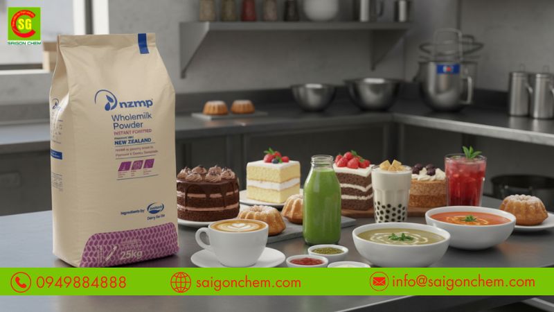 Ứng dụng bột sữa b&eacute;o nguy&ecirc;n kem d&ugrave;ng trong sản xuất b&aacute;nh kẹo đồ uống thực phẩm