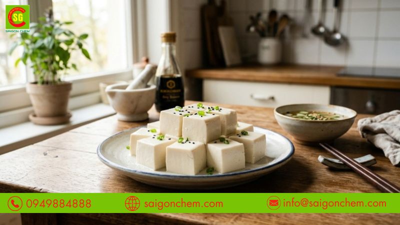 Phụ gia giúp đậu hũ miếng đông tụ và giữ form tốt