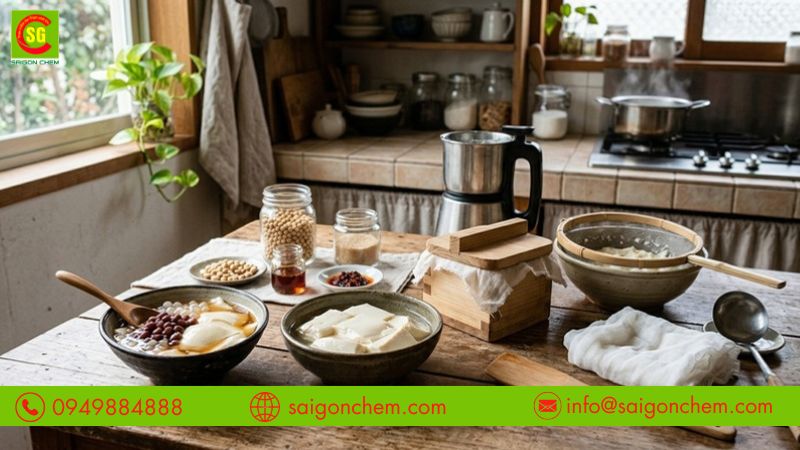 Quy trình phối trộn nguyên liệu làm tào phớ đậu non chuẩn kỹ thuật