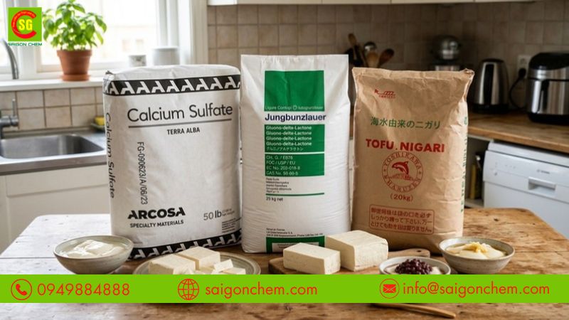 So s&aacute;nh đặc điểm từng loại chất đ&ocirc;ng tụ trong chế biến đậu hũ 