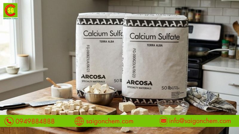 Cơ chế tạo đ&ocirc;ng của calcium sulfate trong sản xuất đậu hũ 