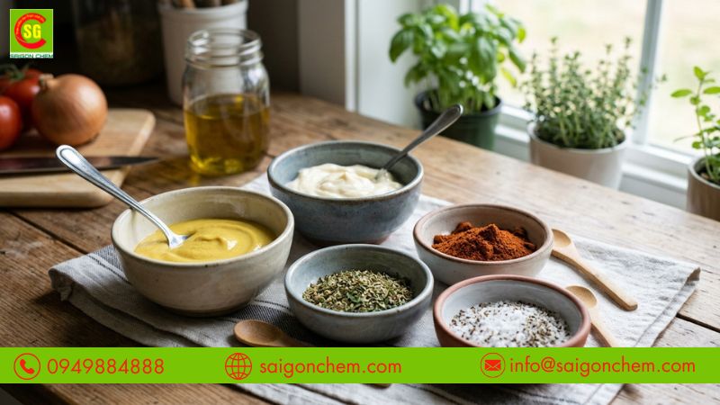 Mù tạt và nước sốt có màu vàng đồng đều hơn