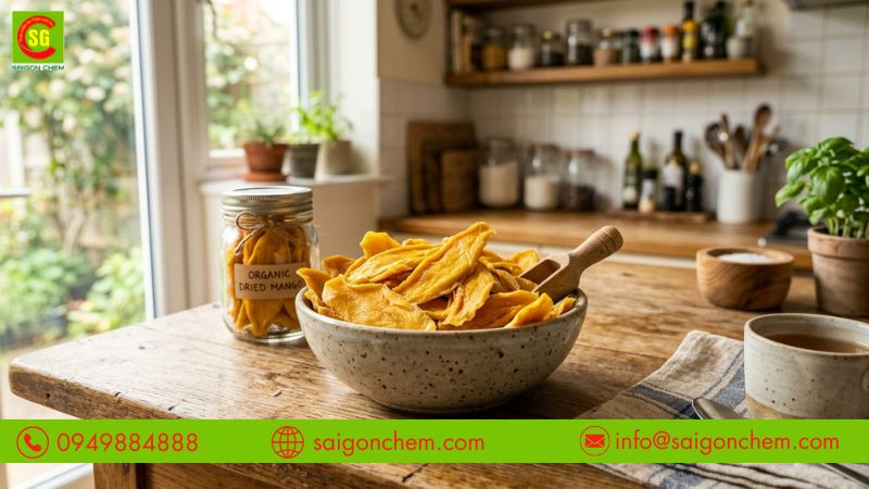 Màu tartrazine giúp xoài sấy dẻo hạn chế sẫm màu