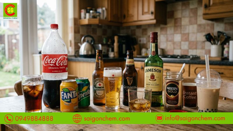 Cà phê hòa tan và nước ngọt sử dụng caramel bột tạo màu