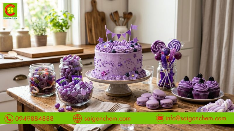 Tạo màu tím bắt mắt giúp bánh kẹo thu hút hơn