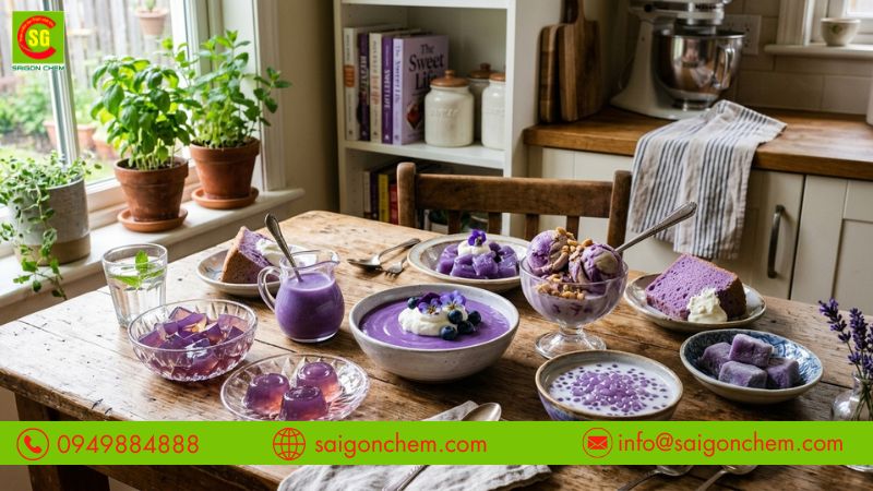 Tạo màu tím nhẹ cho các sản phẩm tráng miệng
