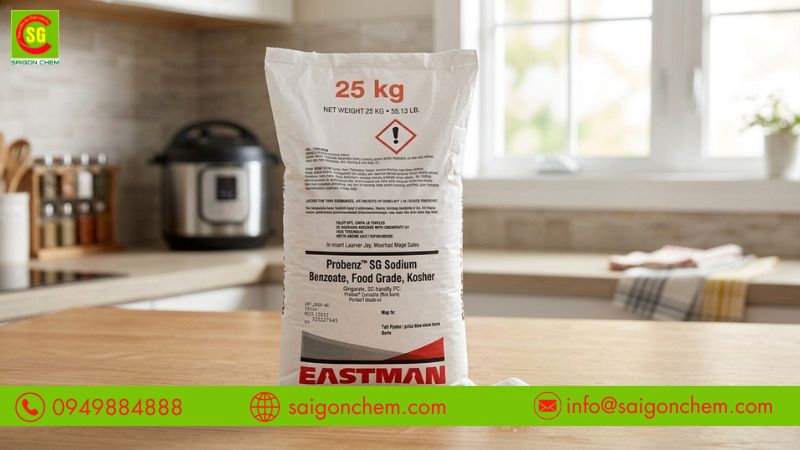 Sodium benzoate giúp duy trì độ tươi và kéo dài hạn sử dụng