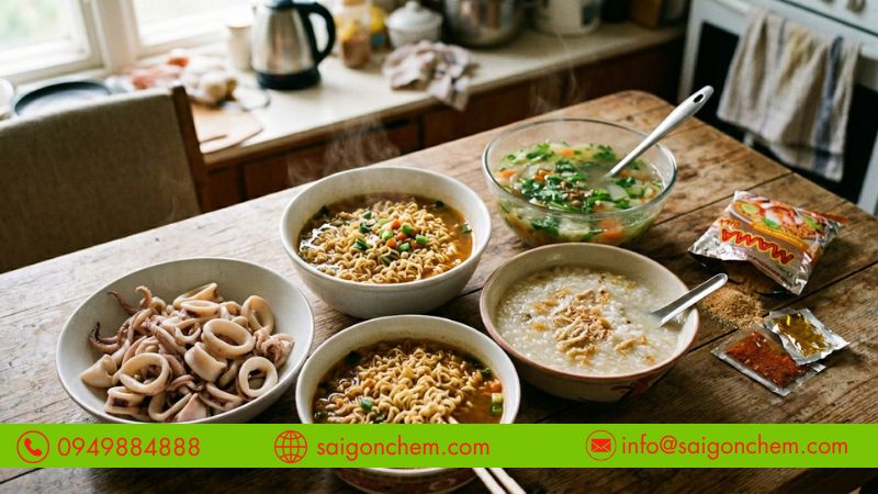 Dùng tạo mùi thơm cho mì gói và cháo ăn liền