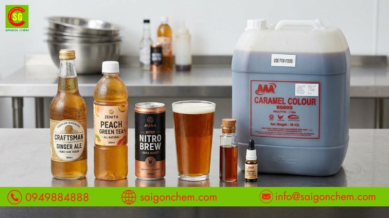 Màu caramel tạo màu đẹp cho nước giải khát đóng chai
