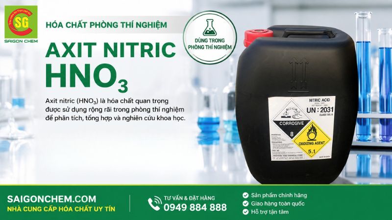 Axit nitric HNO3 thường được sử dụng trong phòng thí nghiệm