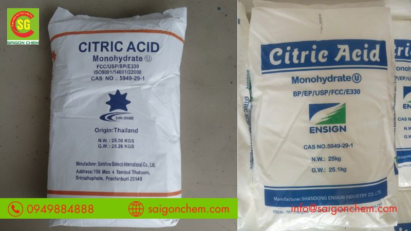 So sánh Acid Citric Thái Lan và Trung Quốc.