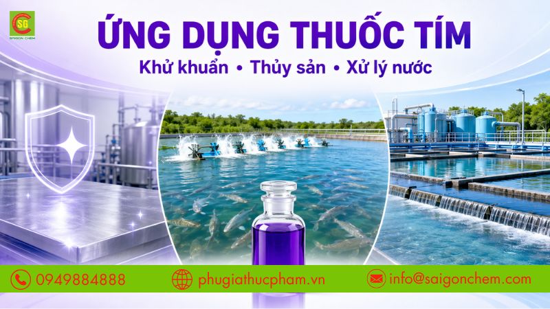 Thuốc tím được ứng dụng trong khử khuẩn, thủy sản và xử lý nước.