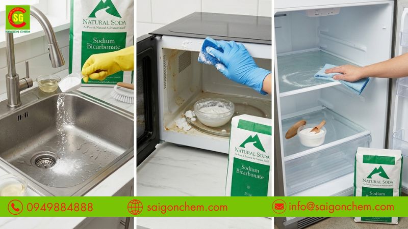 Bột muối nở hỗ trợ làm sạch và khử mùi hiệu quả