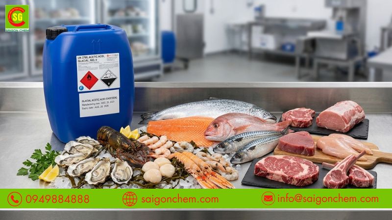 Acid acetic hỗ trợ khử mùi tanh và làm sạch thực phẩm