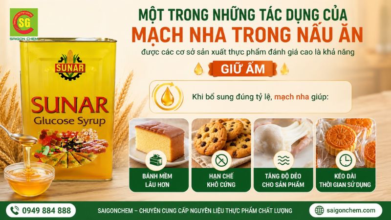 Khả năng giữ ẩm của mạch nha trong sản xuất