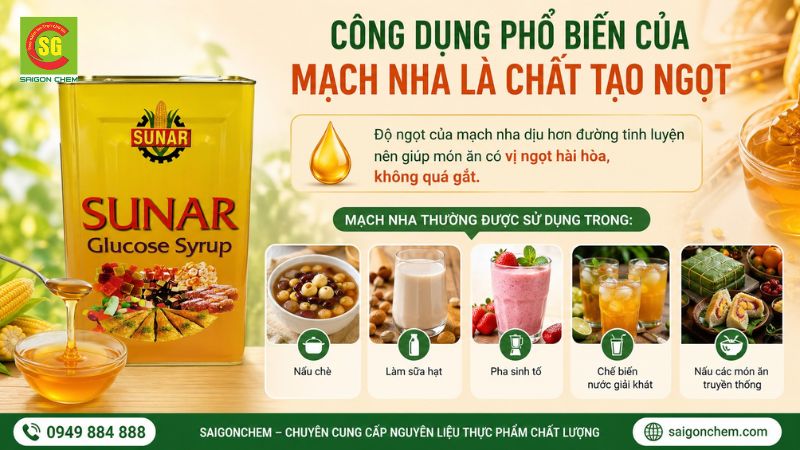 Mạch nha gi&uacute;p tạo vị ngọt tự nhi&ecirc;n trong c&aacute;c m&oacute;n ăn
