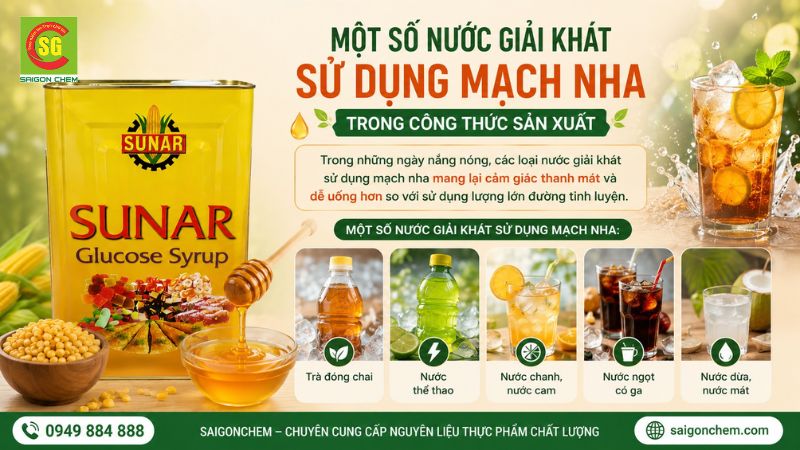 Một số nước giải khát sử dụng mạch nha trong công thức sản xuất