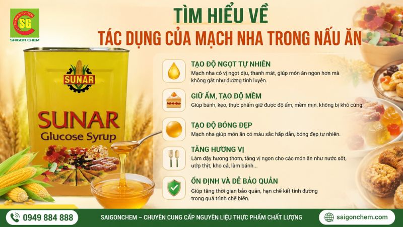T&igrave;m hiểu về t&aacute;c dụng của mạch nha trong nấu ăn