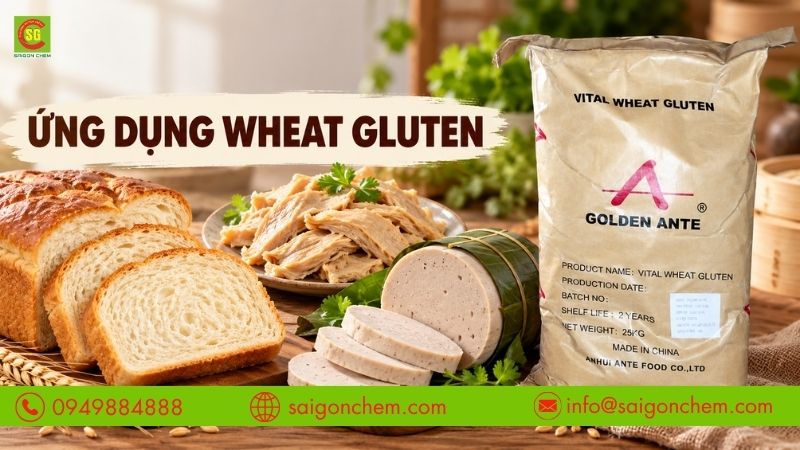 Wheat Gluten giúp tăng độ dai, đàn hồi và kết cấu cho nhiều sản phẩm thực phẩm.